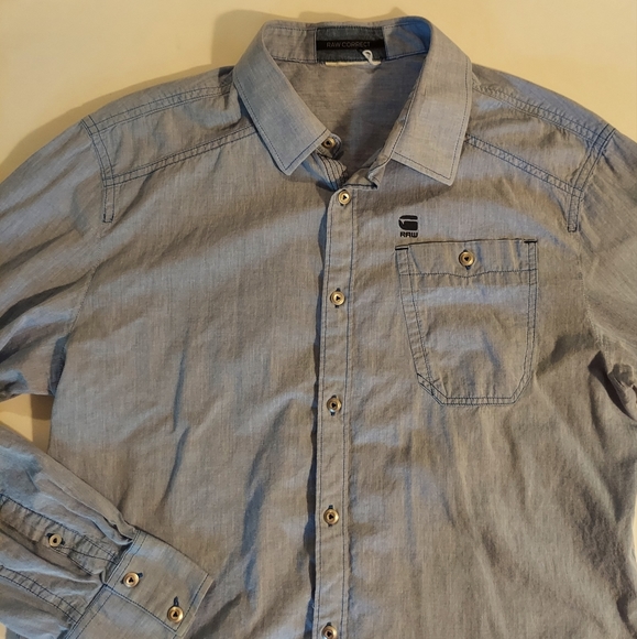 Men's G-Star Raw Correct blue button up shirt - Picture 3 of 13